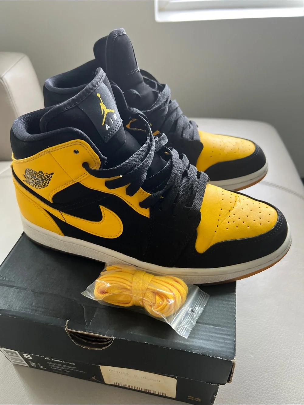 Jordan Air High-Top Sneakers Black and Yellow